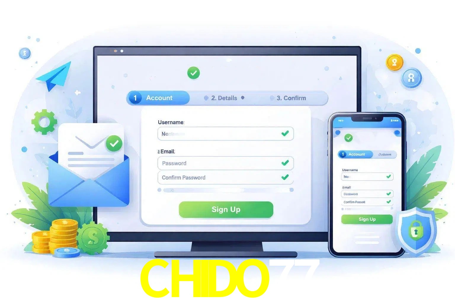 Registro de nuevo usuario y configuración de cuenta CHIDO77